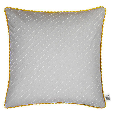 The Jay St. Block Print Company Pomapoma Cushion Grey The Jay St. Block Print Company Pomapoma Cushion Grey
